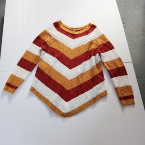 L A Gold Plus Womens Sweater Size 2X Striped Chunky Knit Gold Burgundy White